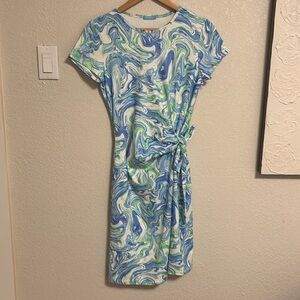 J. McLaughlin Elora Dress Small water coastal Tie-Front Catalina Cloth